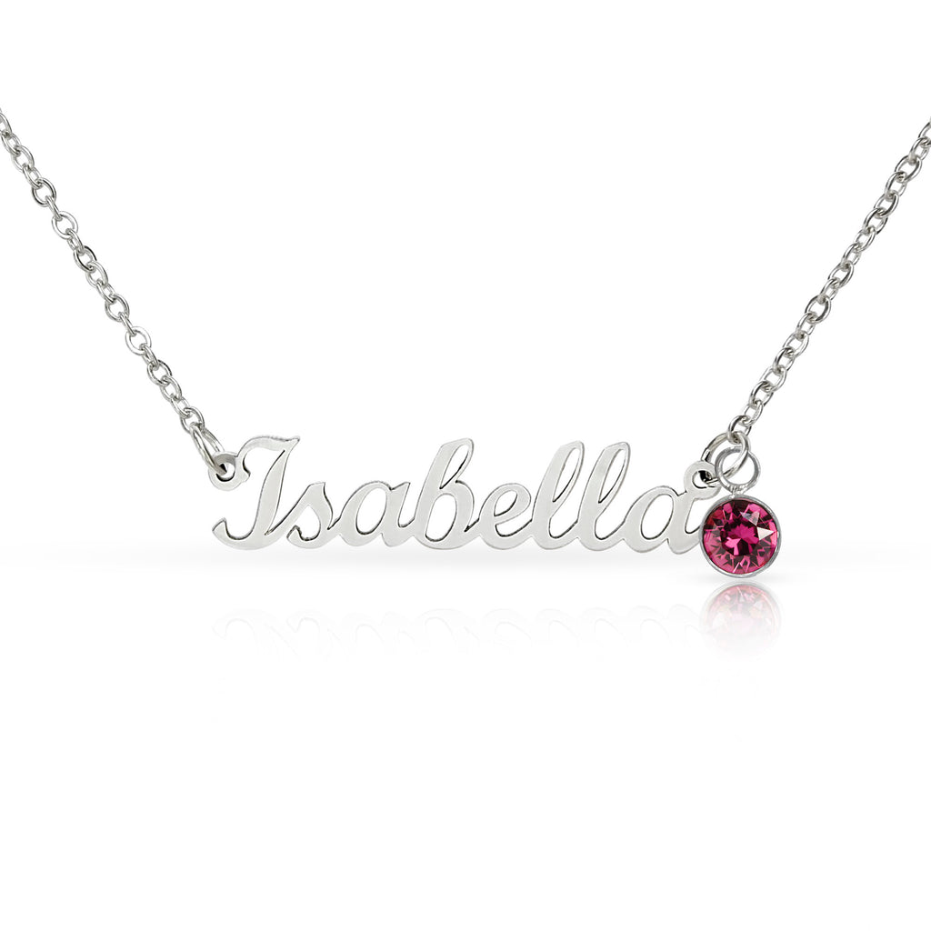 Mother's Day Gift | Personalized Cursive Name Necklace with Birthstone Charm
