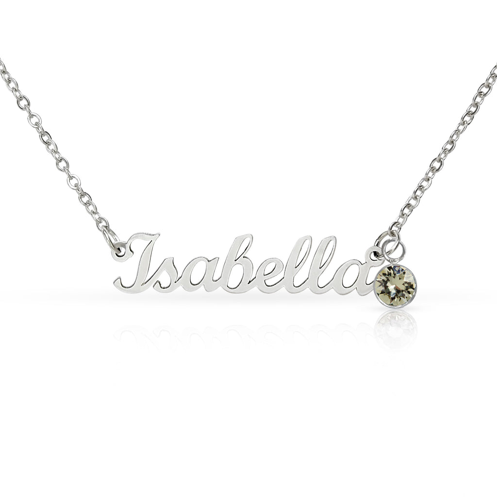 Mother's Day Gift | Personalized Cursive Name Necklace with Birthstone Charm