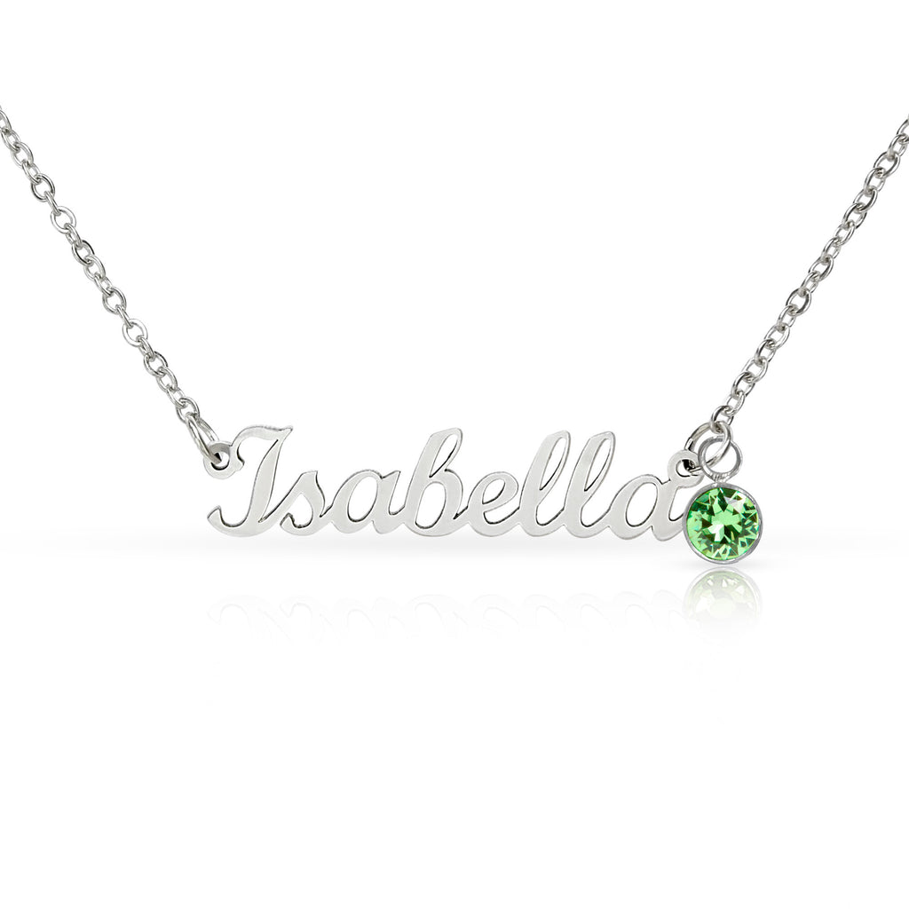 Mother's Day Gift | Personalized Cursive Name Necklace with Birthstone Charm