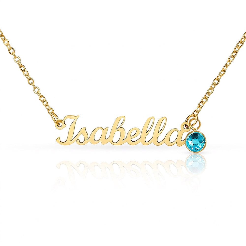 Mother's Day Gift | Personalized Cursive Name Necklace with Birthstone Charm