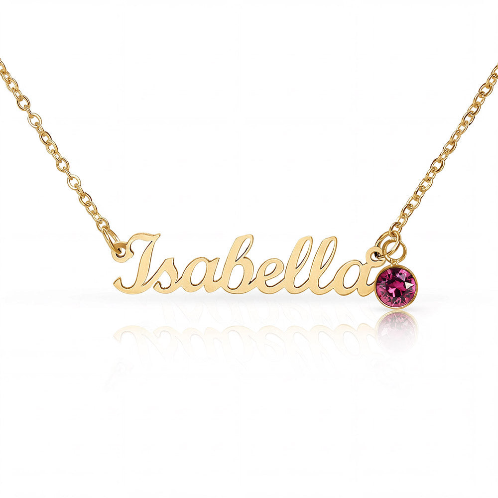 Mother's Day Gift | Personalized Cursive Name Necklace with Birthstone Charm