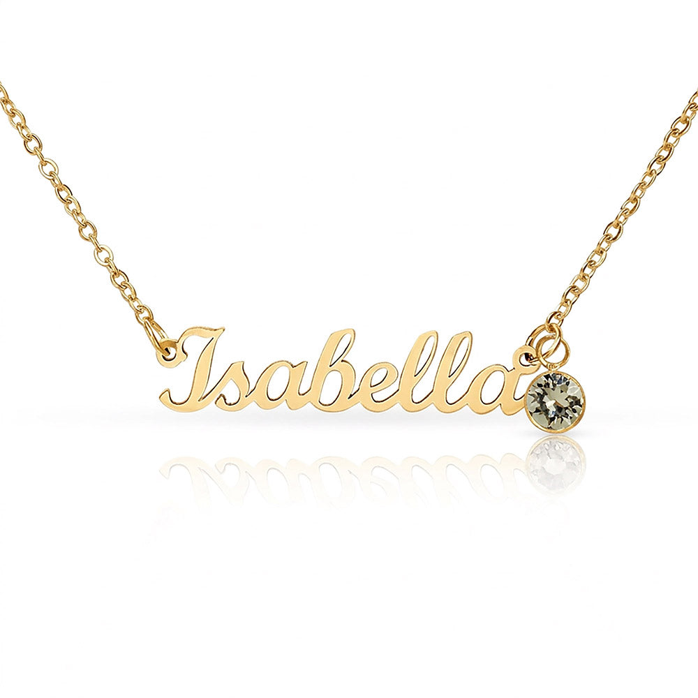 Mother's Day Gift | Personalized Cursive Name Necklace with Birthstone Charm