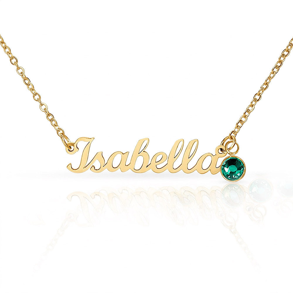 Mother's Day Gift | Personalized Cursive Name Necklace with Birthstone Charm