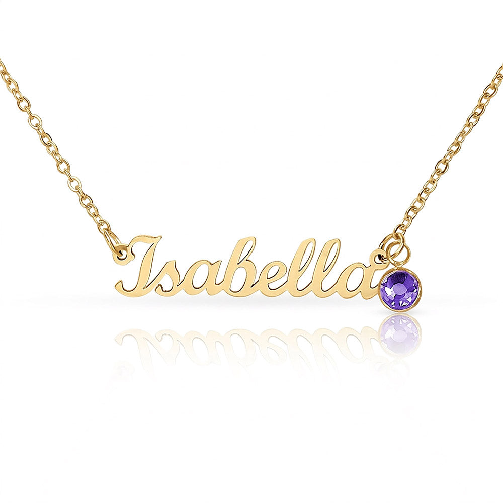 Mother's Day Gift | Personalized Cursive Name Necklace with Birthstone Charm