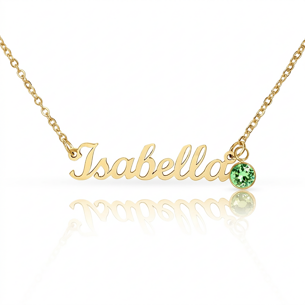 Mother's Day Gift | Personalized Cursive Name Necklace with Birthstone Charm