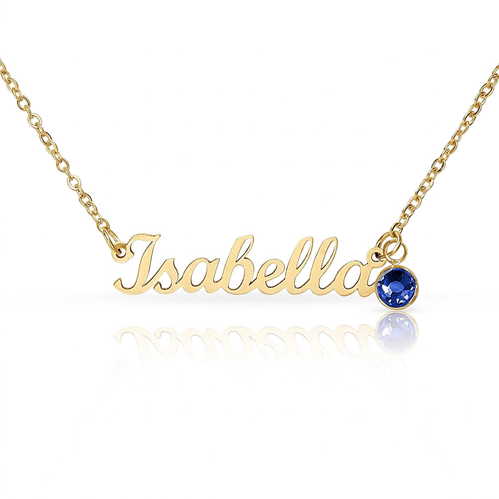 Mother's Day Gift | Personalized Cursive Name Necklace with Birthstone Charm