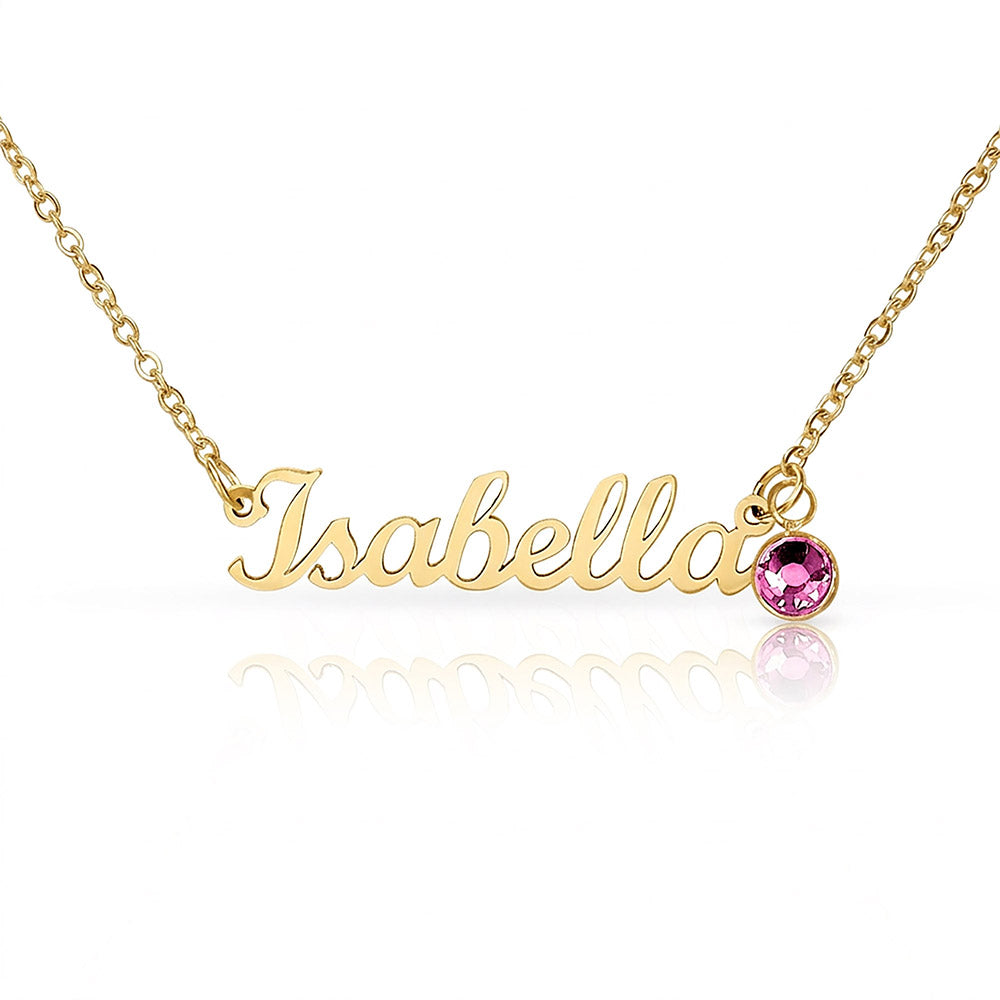 Mother's Day Gift | Personalized Cursive Name Necklace with Birthstone Charm