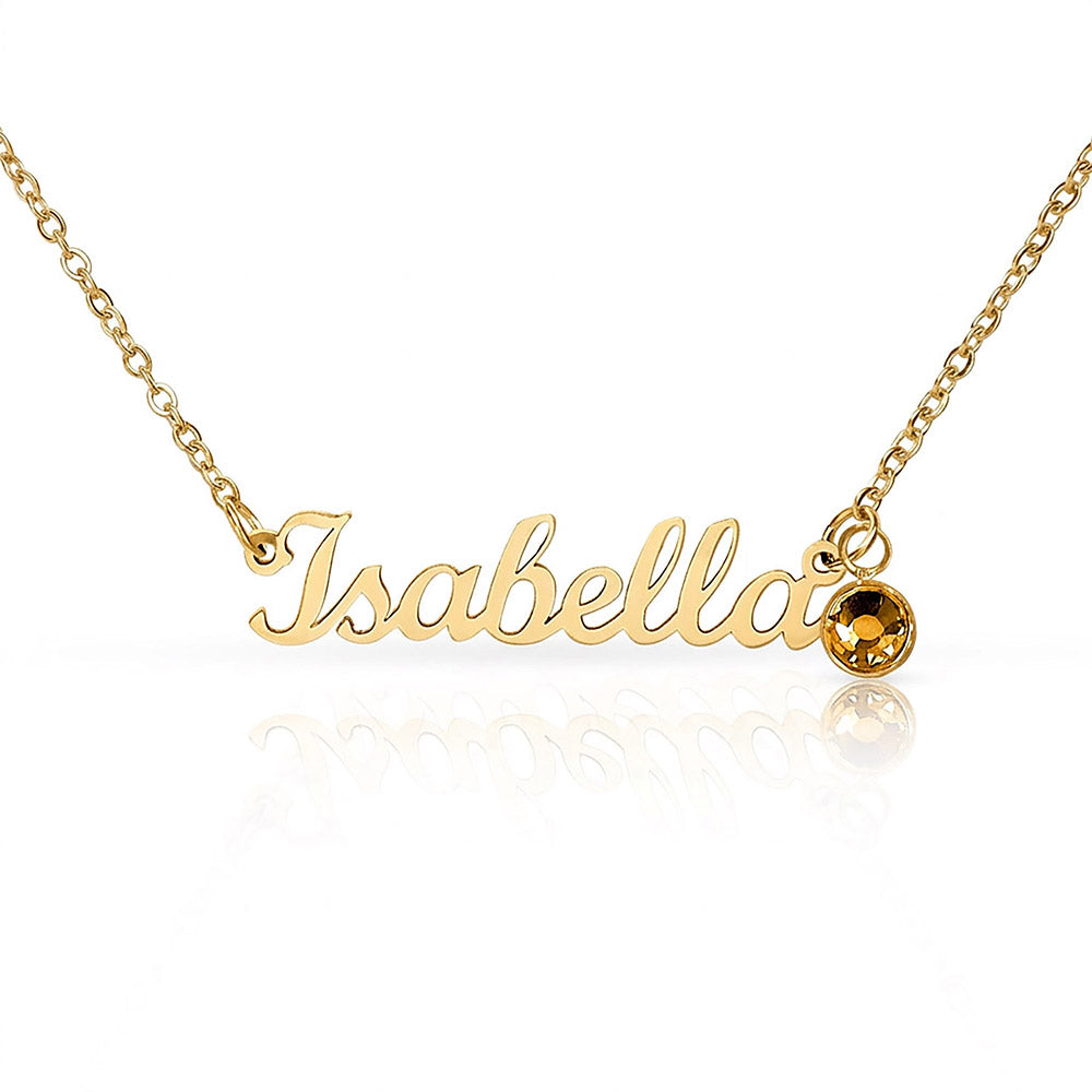 Mother's Day Gift | Personalized Cursive Name Necklace with Birthstone Charm