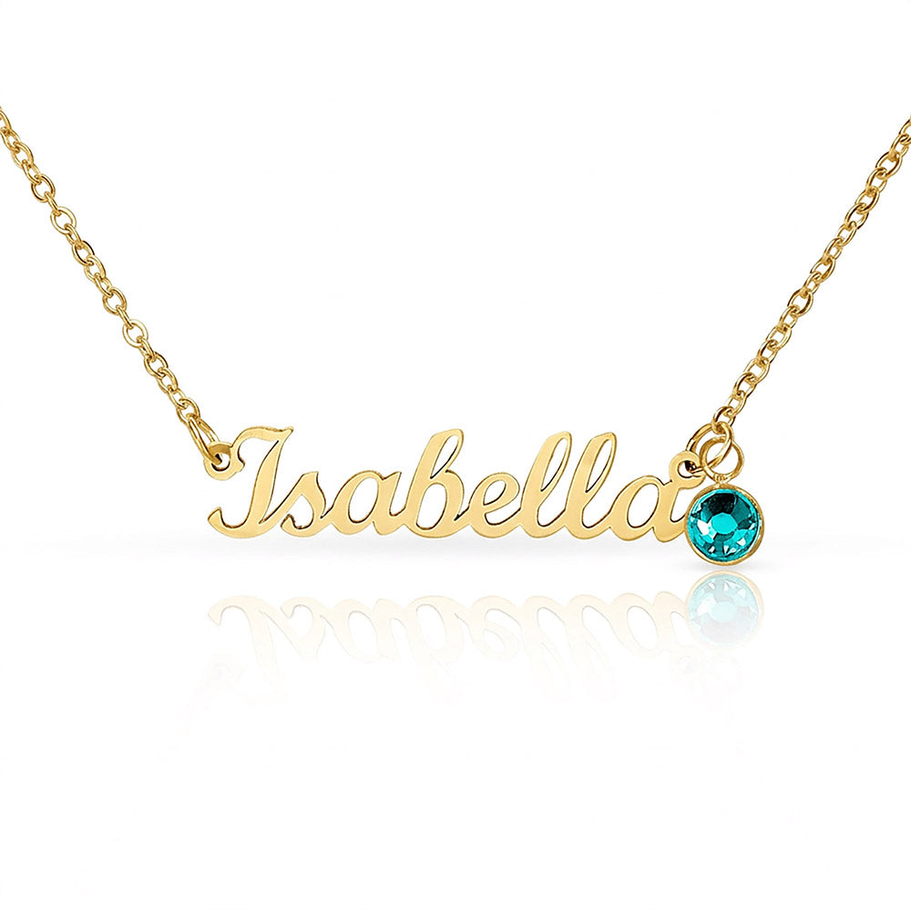 Mother's Day Gift | Personalized Cursive Name Necklace with Birthstone Charm