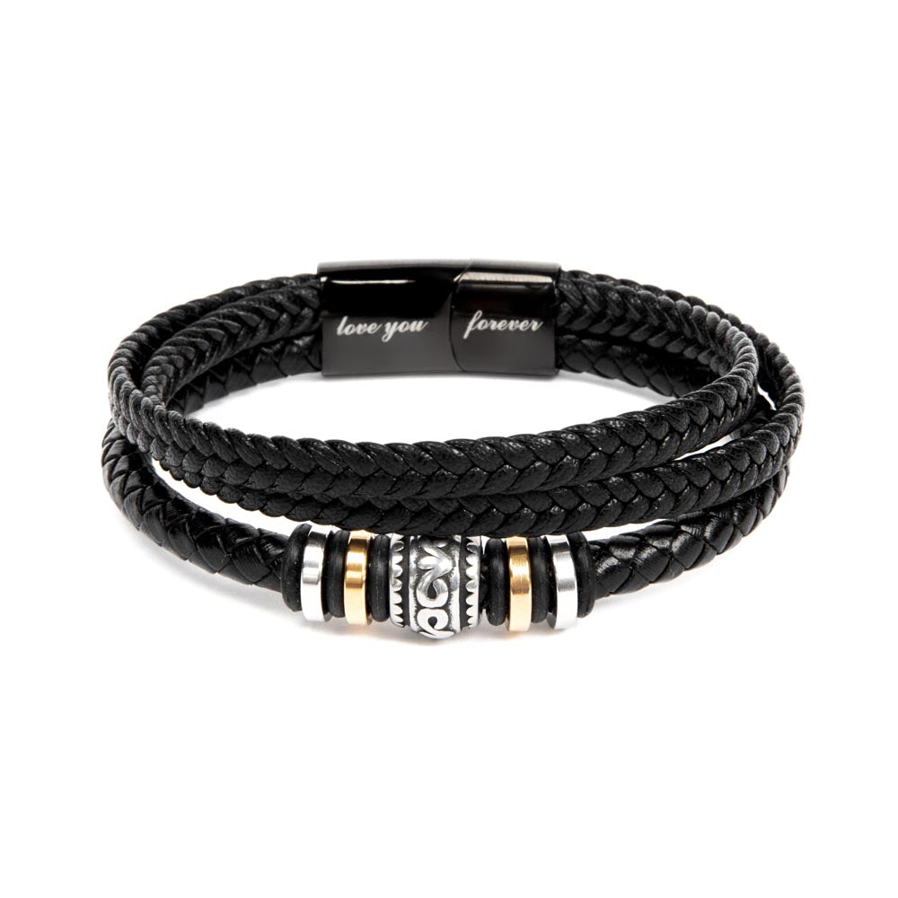 To My Son - Men's Leather Bracelet — Engraved Gift