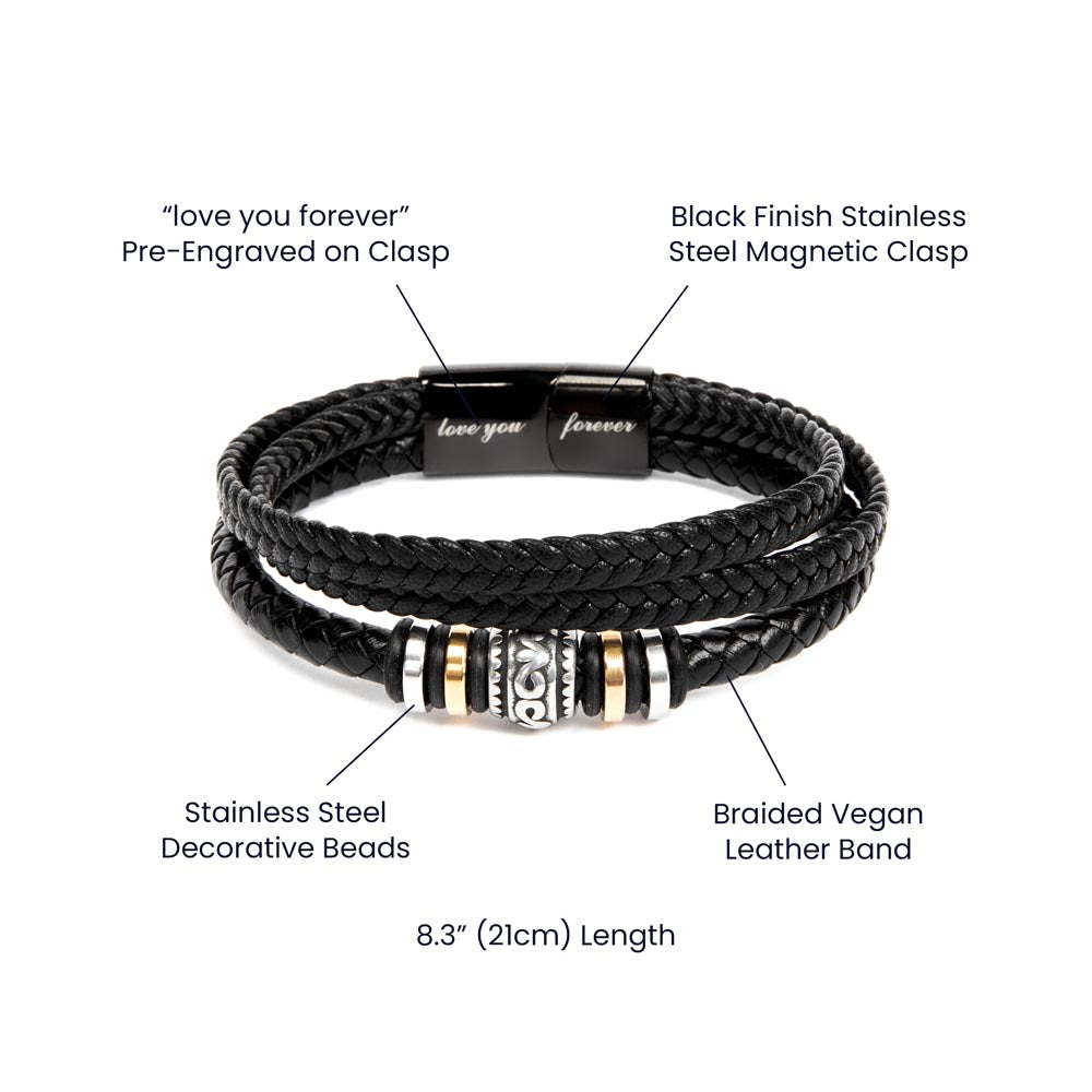 To My Son - Men's Leather Bracelet — Engraved Gift
