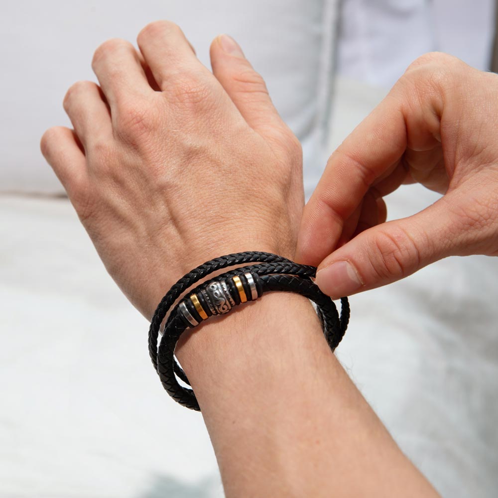 To My Son - Men's Leather Bracelet — Engraved Gift