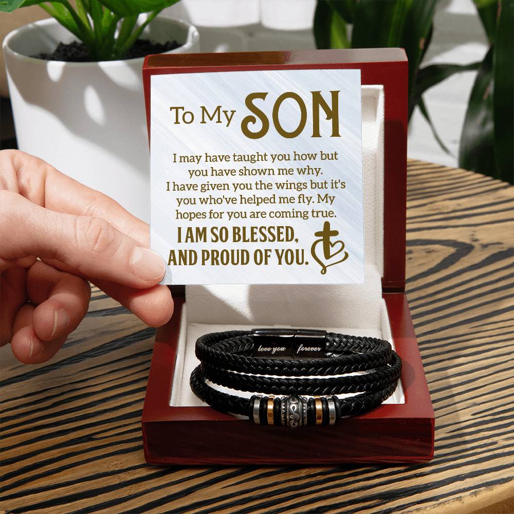 To My Son - Men's Leather Bracelet — Engraved Gift