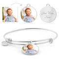 Mother's Day Gift | Personalized Photo Bangle Bracelet – Custom Circle Charm